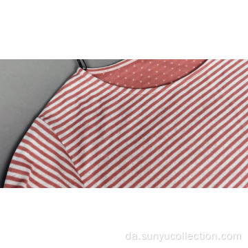 Ladie&#39;s Double Face Polyester Striped T-Shirt